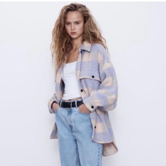 Zara Purple Plaid Overshirt - Picture 7 of 13